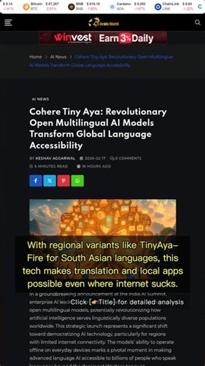 🧐👉 Cohere Tiny Aya: 70-Language AI Goes Offline, Changing Global Access #QixNewsAI