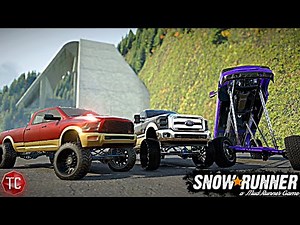 SnowRunner: SQUATTED TRUCKS vs GIANT MEGA RAMP!