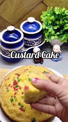 Eggless Custard Cake Without Oven #trending #viral #recipe #cake #custard #egglesscake #fruitcake