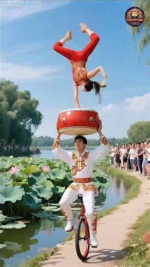 🫣 Unbelievable Unicycle Trio & Hand-to-Paw Balance! 🔥// #Circus #Acrobatics #Unicycle #ViralVideo