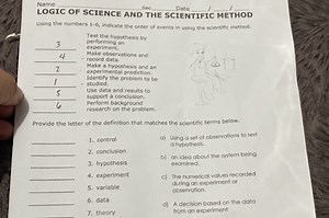 Name  LOGIC OF SCIENCE AND T  1  1 Using the numbers 1-6, ind... | Filo