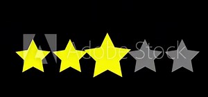 Star rating review animation. Customer feedback rating. 3 star rating, simple animation. Animation of stars used in rankings 4k motion graphic.
