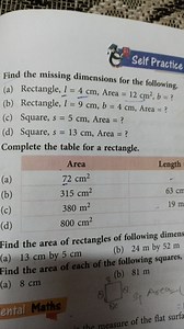 Find the missing dimensions for the following.(a) Rectangle, l... | Filo