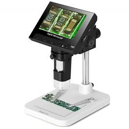 Koolertron 4.3 inch Full Color LCD Digital USB Microscope with 10X-600X Magnification Zoom,8 LED Adjustable Light,Rechargeable Lithium Battery,Micro-SD Storage,Camera Video Recorder