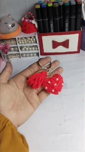 DIY heart key ring❤️| using waste card board making key chain #diy #craft #diycraft #easy#keychain