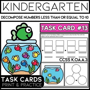 Kindergarten Decomposing Numbers to 10 Task Cards | Write & Wipe Math Centers