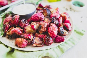 52K views · 40 reactions | One of my favorite things to eat in the spring - Roasted Radishes! Oven roasting turns this spring vegetable into a delicious crispy side dish and the rosemary and honey drizzle takes these over the top! FULL RECIPE: https://www.runningtothekitchen.com/salted-rosemary-roasted-radishes/ | Running to the Kitchen | Facebook