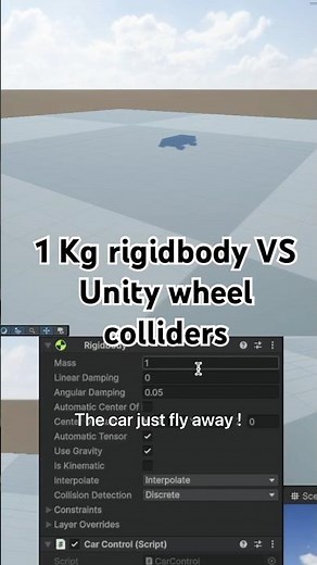 1 Kg car will fly way in unity wheel collider