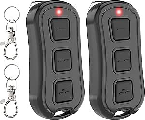 Universal Garage Door Opener Remote for Purple Yellow Red Orange Green Learn Button, Works with Liftmaster Chamberlain Craftsman Garage Door Openers, 3-Button, Visor Type/Mini Key Chain Type, 2 Pack