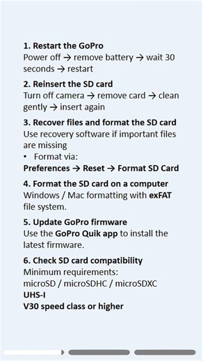 Fix the GoPro SD Card Error quickly with this step-by-step guide. #gopro #sdcard