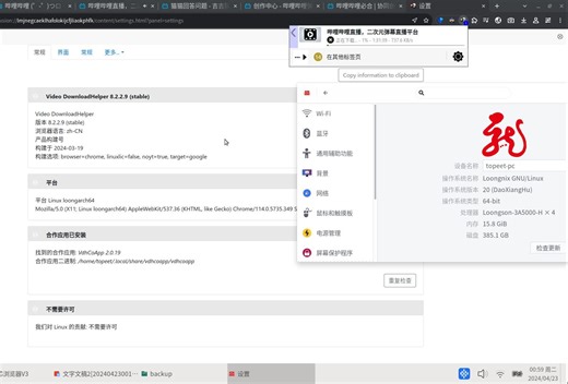 龙芯3A5000/3A6000龙芯系统loongnix龙芯浏览器下载工具Video_DownloadHelper及合作应用VdhCoApp 2.0.193