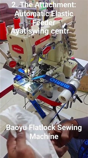 Flatlock Sewing Machine equipped with an Automatic Elastic Feeder
