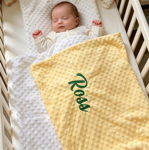 Custom Embroidered Minky Baby Blanket — Personalized Newborn Gift with Name