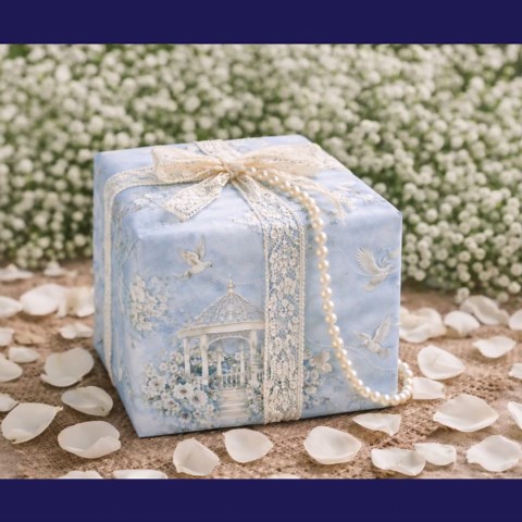 Powder Blue Wedding Wrapping Paper, Gazebo Gift Wrap, Romantic Floral Dove Design, Luxury Bridal Shower Baby Shower Christening Paper - Etsy