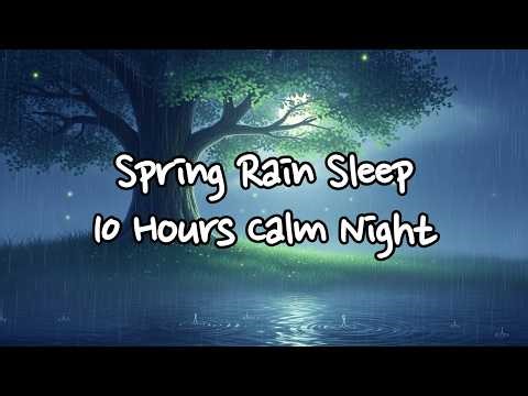 🌸 Spring Rain & Soft Sleep Music 🌧️ | Peaceful Spring Night Ambience (10 Hours)