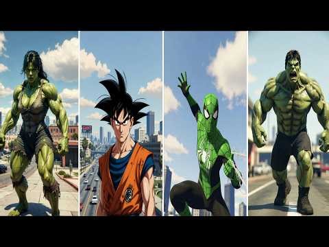 SUPERHERO MEGA BATTLE #87: HULK GIRL vs GOKU vs SPIDER-MAN vs HULK - Marvel & DC Epic Fight