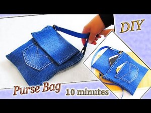 DIY Jeans Purse Bag Recycling - How To Make Cute Bag From Old Denim - Old Jeans Crafts Idea