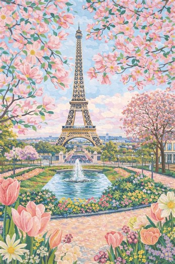 Paint by Number Eiffel Tower Spring Paint by Number Kit for Adults Beginner Paris Floral Landscape - Etsy