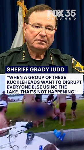113K views · 4.2K reactions | "That's not happening" | Polk County Sheriff Grady Judd shares video a violent brawl that led to the arrest of 8 people at Lake Winterset. The fight occurred on private property leaving two people temporarily unconscious, deputies say. Click the link to read the full story: bit.ly/4fzBtNy | FOX 35 Orlando | Facebook