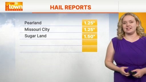 Hail reports around Houston