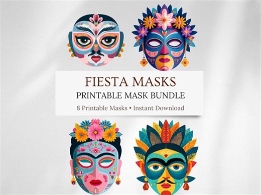 Day of the Dead Printable Masks, Fiesta Party Mask Bundle, Dia De Los Muertos Masks, Photo Booth Props, Classroom Activity PDF - Etsy