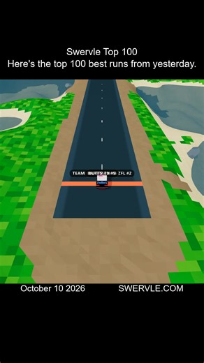 Out of 89,512 racers, this was the top 100. Swervle is a daily racing game you can play on your phone or computer browser with a new map every day. Today’s map is live now!