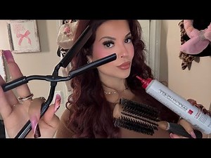 ASMR Hair Salon 🎀 Curling Your Hair w Stove Flat Iron ✨ Parting/Brushing