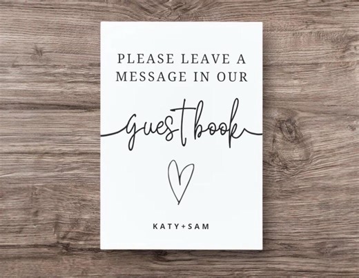 Wedding Guest Book Sign Template | Editable Message Sign (digital Download) - Etsy