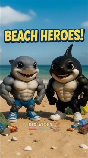 Sharky & Orca Save The Beach! 💪🌊 Kids Cartoon #cartoon #3d #animation