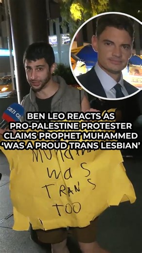 GB News host Ben Leo reacts as a pro-Palestine protester claims the Prophet Muhammed was a 'proud trans lesbian.' | GB News