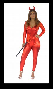 Watch Women's Red Halloween Costume Devil Bodysuit for Women on Amazon Live