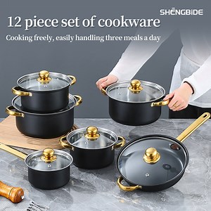 [Hot Item] 12PCS Nonstick Cookware Set, Kitchen Cooking Pot & Pan Set