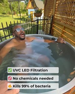 This is what clean and cold plunges feel like! Experience the only cold plunge that uses UVC filtration to kill 99% of bacteria with no chemicals needed. 💧 Cleans using UVC/LED ❄️ Chills from 37F-107F ⚡️ 100% stainless steel interior & pacific cedar exterior 🎧 Built in bench for deep plunges | LIT Method