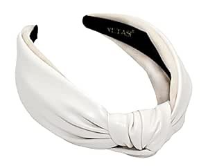 Headbands for Women Off-White Leather Knotted Headband for Women Non-Slip Top Knot Fashion Head band Designer for Womens Hair Girl