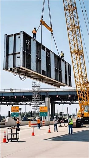 TOLL-GATE COLLAPSE! Massive Steel Frame Falls Off Crane! 😨🚧 #fail #engineering #construction