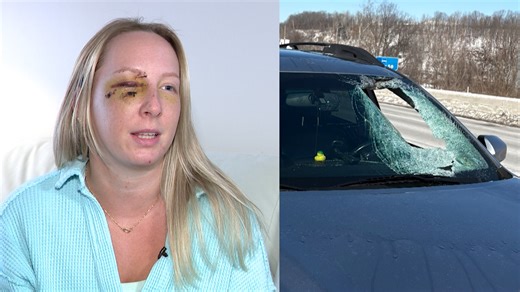 Ice from truck shatters windshield, injures woman on I-376