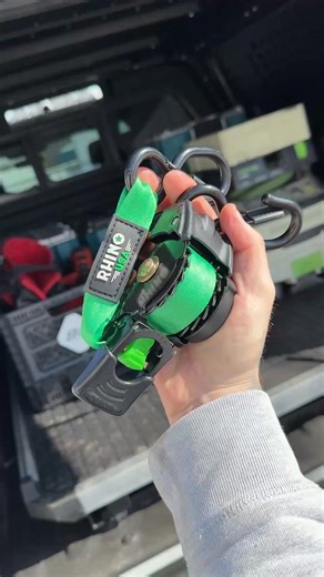 Are you using retractable ratchet straps?It’s all we use anymore•These are the @rhinousa 1”x10’ straps, I got a couple 4 packs to throw in the trucks•They have all kinds of different size and colors too•These have a 1,209 lb break strength...#tools #construction #truck #rhinousa #worktruck #trailer | Kruger Construction