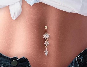 Belly Button Piercing Gold Dangle Belly Button Ring Dangle Belly Ring Sparkling Belly Jewelry - Etsy