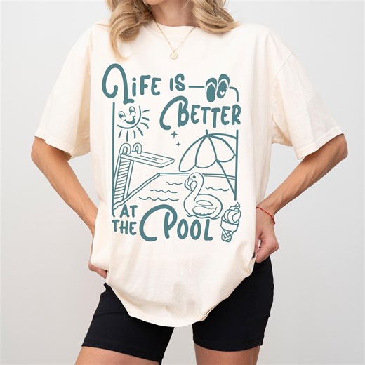 Summer Pool T-shirt, Life at the Pool Tee, Retro Summer T-shirt, Trendy Pool Shirt, Pool Party Tee, Trendy Summer Pool Tee, Pool Life Tee - Etsy