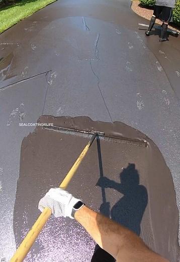 Hand-Finished Driveway Sealcoating: Smooth 4-Foot Brush Technique