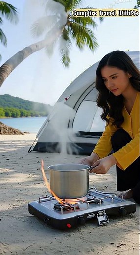 Vegan Camping Food | Steamed Buns by the Sea 🌊 #shorts #solocamping