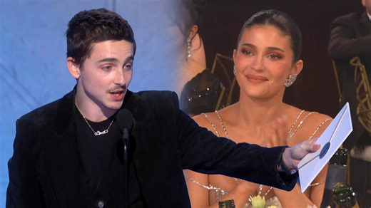 Timothée Chalamet shouts out Kylie Jenner during his 2026 Golden Globes acceptance speech. | Entertainment Tonight