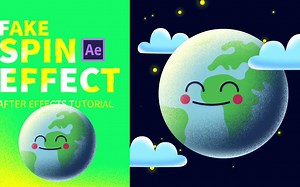 【AE教程|油管搬运|MG动画】地球动画Faux 3D Spin Effect