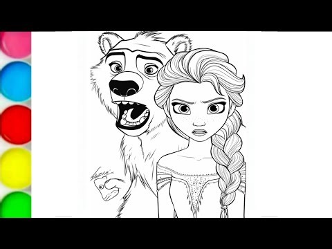 How to draw Elsa from Frozen, Disney princess Elsa drawing, Elsa Frozen movie colouring page #1