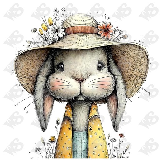 Whimsical Easter Bunny Clipart: Whimsical Graphics (digital Download - 19 JPG Files) - Etsy