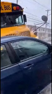 Ohio - on a snowy road school bus which has been driven out from maintenance before the school year starts, accelerates over ice and crashes into a row of park cars #fblifestyle | Sharon Zee