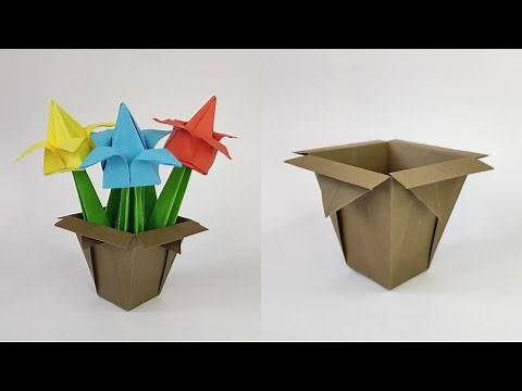 Origami FLOWER POT | How to make a paper flower pot