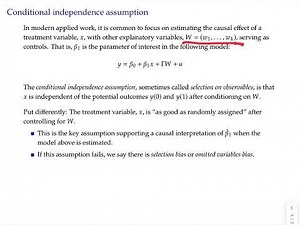 Econometrics topic 4 video 8: Conditional independence assumption