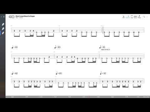 Oasis - Don't Look Back In Anger (BASS TAB PLAY ALONG)