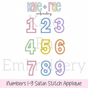Birthday Numbers Satin Stitch Applique Embroidery Design • Numbers 0-9 Satin Stitch Applique Embroidery Design • in the Hoop Applique - Etsy